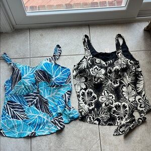 Croft & Barrow blue and black swim tops